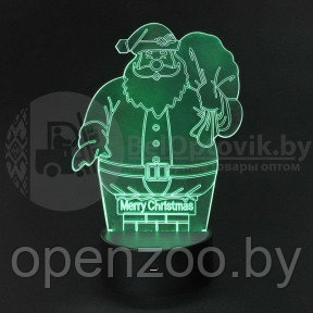 3 D Creative Desk Lamp (Настольная лампа голограмма 3Д, ночник) Merry Christmas (Санта)