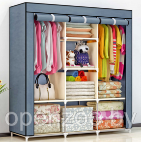 Складной шкаф Storage Wardrobe mod.88130 130 х 45 х 175 см. Трехсекционный Серый - фото 1 - id-p207596872