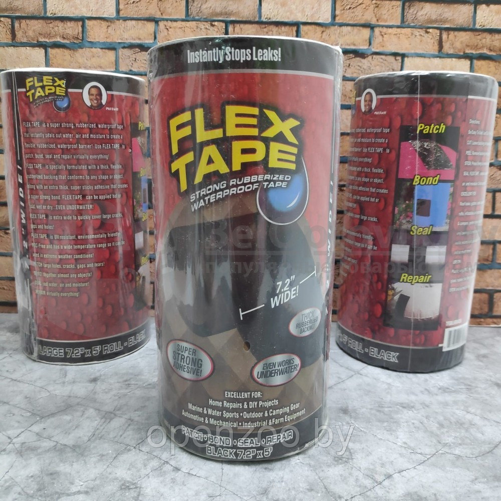 Изолента Супер Фикс водонепроницаемая, суперклейкая (средняя) Flex Tape Флекс тайп XL 18.00 х 150 см (7,2-8 - фото 2 - id-p207596055