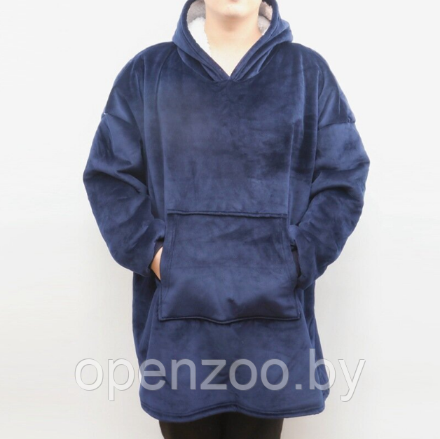 Двухсторонний плед - халат - толстовка с капюшоном Huggle Hoodie Серый - фото 8 - id-p207595021