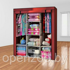 Складной шкаф Storage Wardrobe mod.88130  130 х 45 х 175 см. Трехсекционный Красный (бордовый)