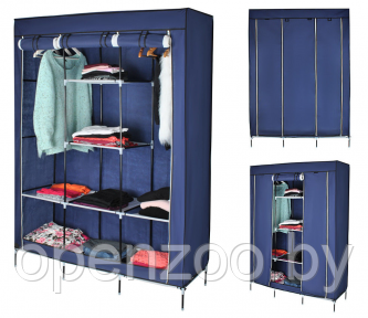 Складной шкаф Storage Wardrobe mod.88130  130 х 45 х 175 см. Трехсекционный Синий (темно синий)