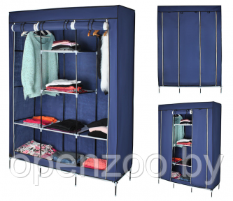 Складной шкаф Storage Wardrobe mod.88130 130 х 45 х 175 см. Трехсекционный Синий (темно синий) - фото 1 - id-p207596068