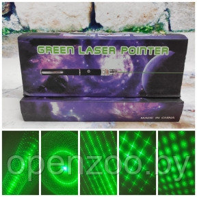 Лазерная указка с 4 активными насадками Green Laser Pointer (зеленый луч) - фото 1 - id-p207595435