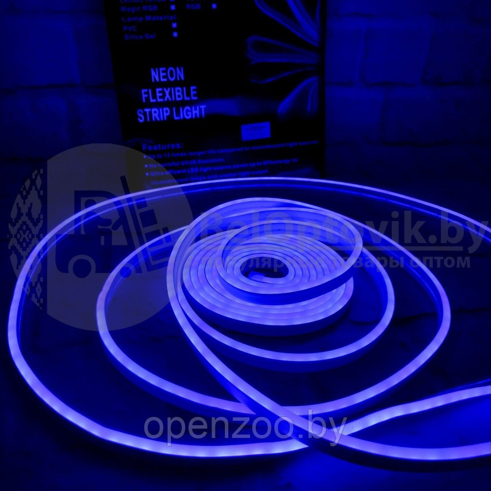 Неоновая светодиодная лента Neon Flexible Strip с контроллером / Гибкий неон 5 м. Синий - фото 5 - id-p207594039
