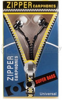 Наушники на молнии Zipper Earphones 2 в 1 Универсальные Черные
