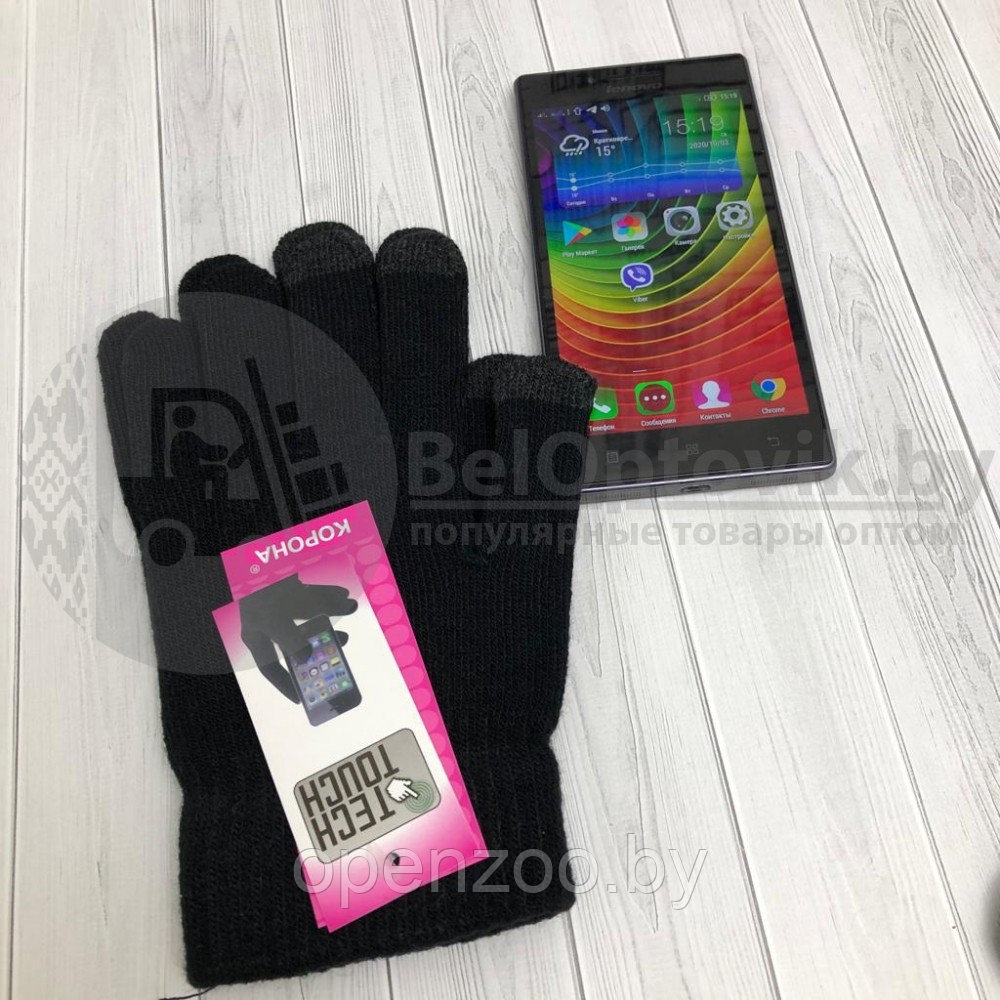Перчатки для сенсорных экранов Tech Touch (Осень-Весна) Черный - фото 5 - id-p207595052