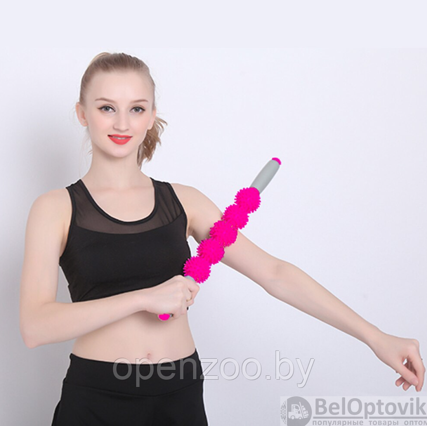 Массажер ручной игольчатый с 5-ю роликами (Массажная палка Massage Stick йога палка для тела, спины, шеи, - фото 10 - id-p207593672