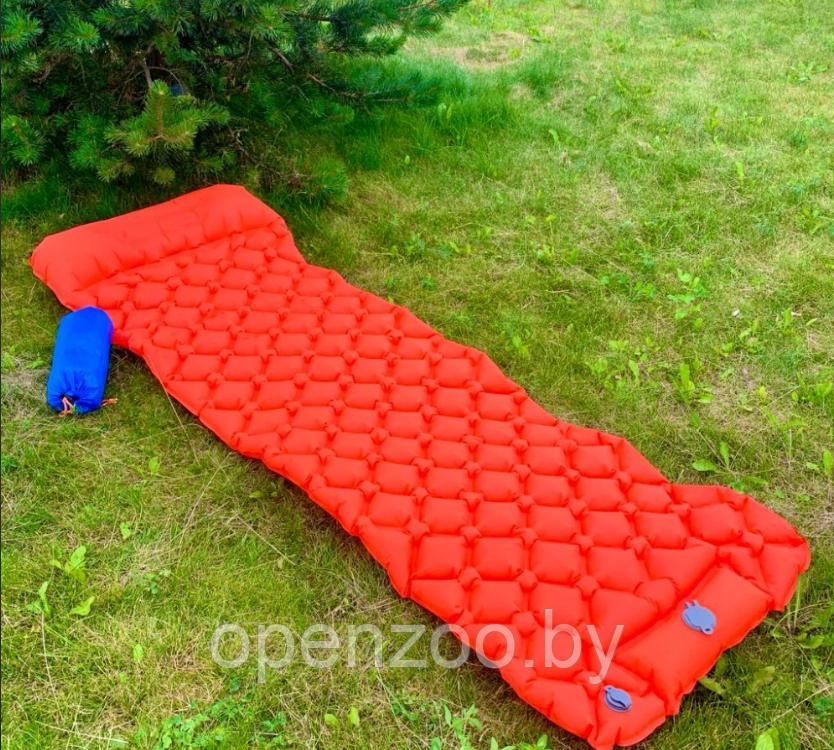 Туристический сверхлегкий матрас со встроенным насосом SLEEPING PAD и воздушной подушкой Оранжевый - фото 6 - id-p207593677