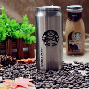 Термобанка Starbucks (Старбакс) нержавеющая сталь H-184 с поилкой, 300ml - фото 1 - id-p207596087