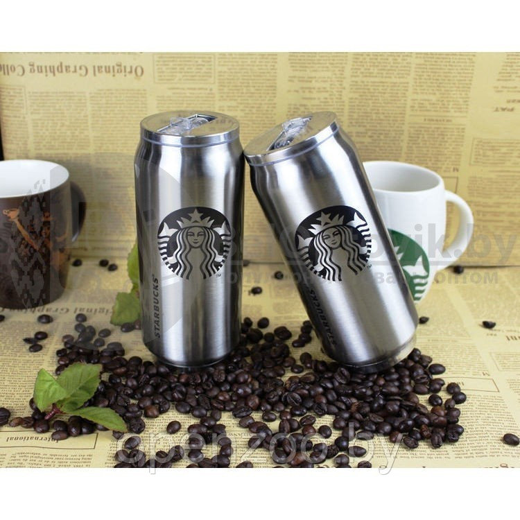 Термобанка Starbucks (Старбакс) нержавеющая сталь H-184 с поилкой, 300ml - фото 2 - id-p207596087