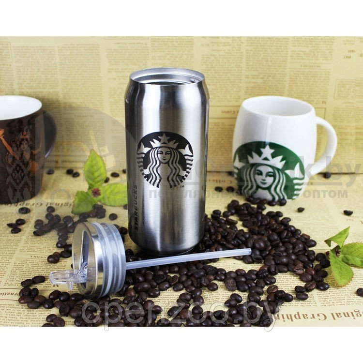 Термобанка Starbucks (Старбакс) нержавеющая сталь H-184 с поилкой, 300ml - фото 4 - id-p207596087