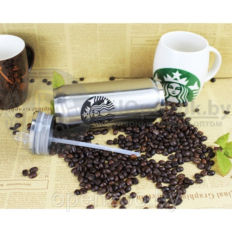 Термобанка Starbucks (Старбакс) нержавеющая сталь H-184 с поилкой, 300ml - фото 7 - id-p207596087