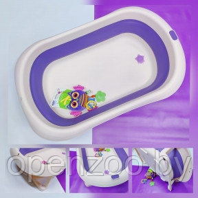 Портативная детская складная ванночка для купания Baby swim (с рождения до 2 лет) Фиолетовая/розовая - фото 1 - id-p207593686