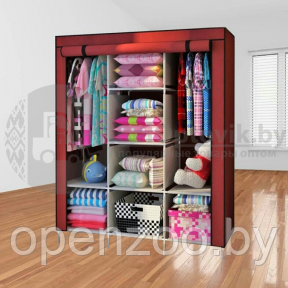 УЦЕНКА Складной шкаф Storage Wardrobe mod.88130 130 х 45 х 175 см. Трехсекционный Красный (бордовый)