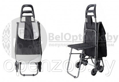 Сумка-тележка хозяйственная с тройными колесами со стульчиком (до 80кг) для покупок. Легко катить по прямой - фото 1 - id-p207595509