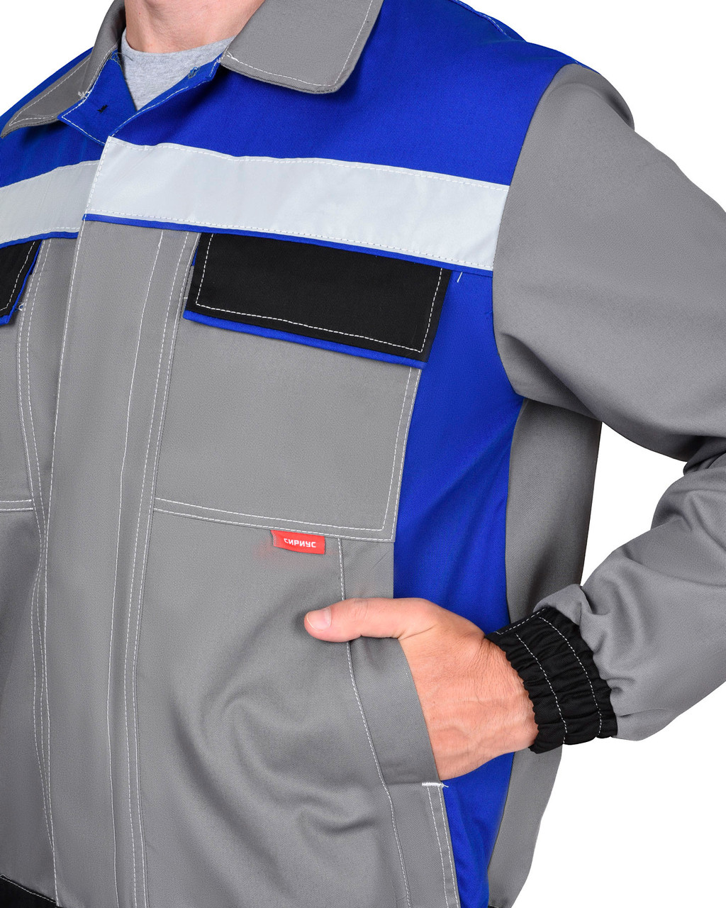 Костюм "СИРИУС 5120" куртка, брюки средне-серый с васильковым и СОП - фото 4 - id-p184676938