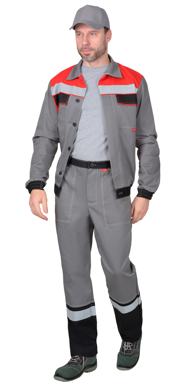 Костюм "СИРИУС 5120" куртка, брюки средне-серый с красным и СОП - фото 1 - id-p184676943