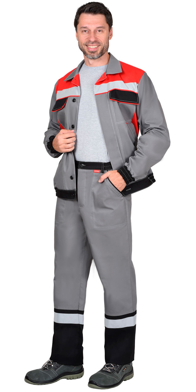 Костюм "СИРИУС 5120" куртка, брюки средне-серый с красным и СОП - фото 3 - id-p184676943
