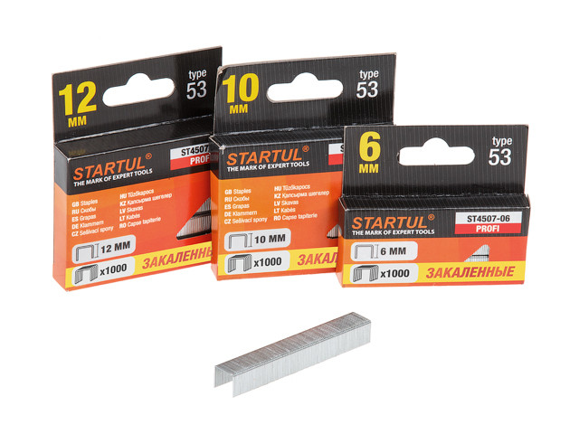 Скобы степлера 8мм тип 53 закалённые 1000шт STARTUL PROFI