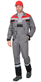 Костюм "СИРИУС 4120" куртка, полукомбинезон средне-серый с красным и СОП
