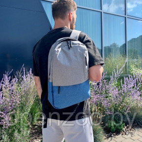 Городской рюкзак Urban с USB и отделением для ноутбука до 15.75 Серый с синим - фото 1 - id-p207593729