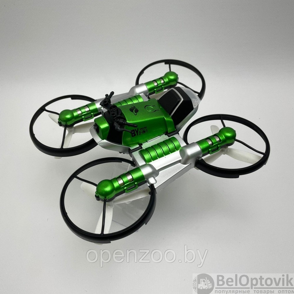 Квадрокоптер-трансформер дрон-мотоцикл на радиоуправлении 2 в 1 Qun Yi Toys, длина 17см, свет, летает/ездит - фото 5 - id-p207594095