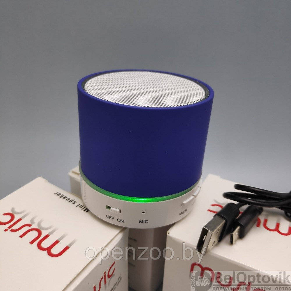 Портативная Bluetooth колонка со светодиодной подсветкой Mini speaker (TF-card, FM-radio) Синяя - фото 8 - id-p207593739