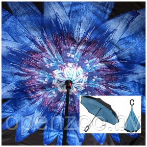 Зонт наоборот UnBrella (антизонт). Подбери свою расцветку настроения Синий цветок - фото 1 - id-p207596168