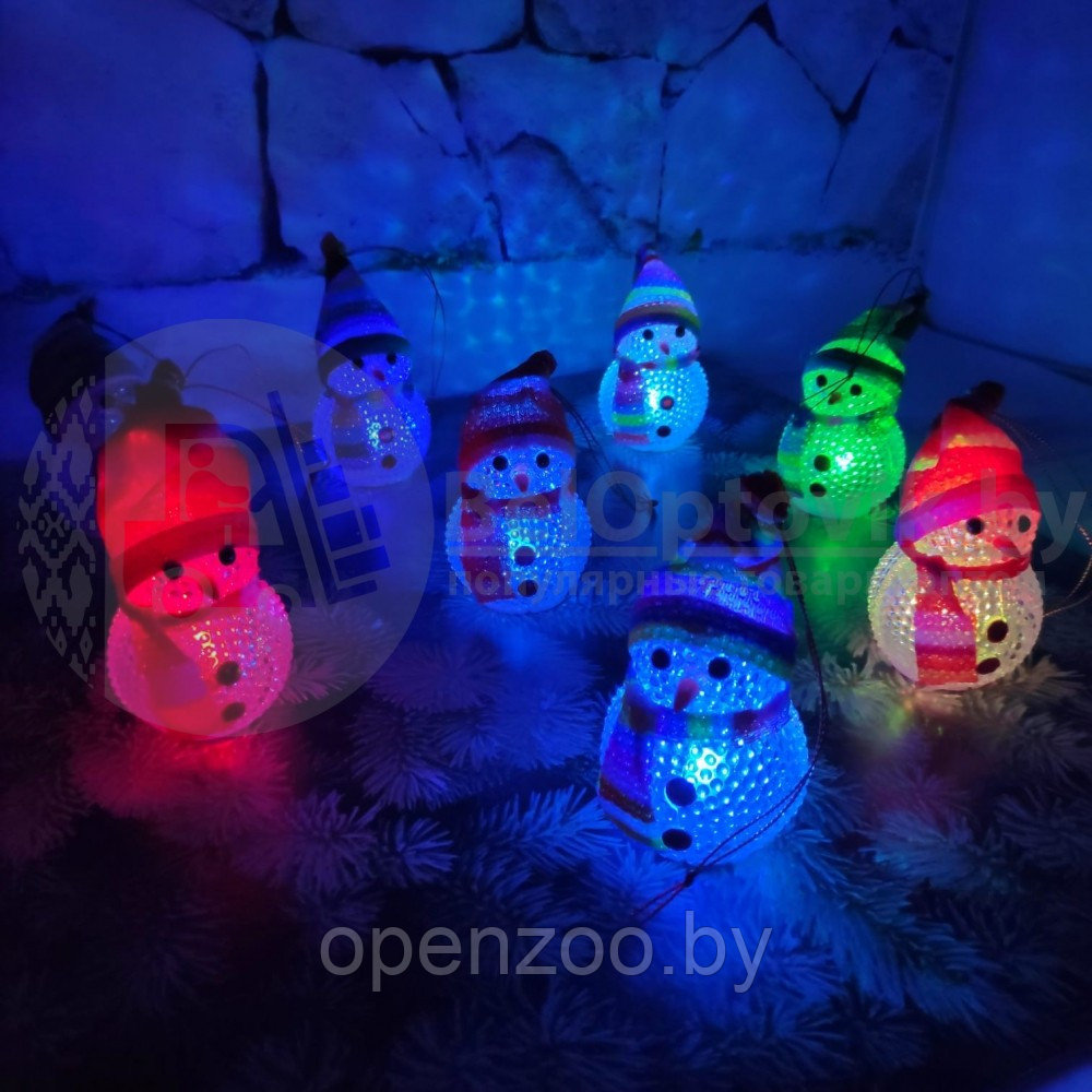 Новогоднее украшение Светящиеся снеговики, высота 10 см. в асс-те - фото 3 - id-p207596982