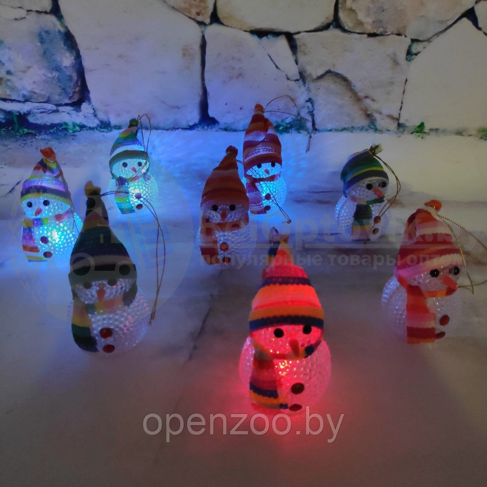 Новогоднее украшение Светящиеся снеговики, высота 10 см. в асс-те - фото 6 - id-p207596982