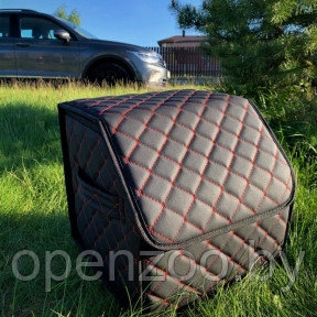 Автомобильный органайзер Кофр в багажник Premium CARBOX Усиленные стенки (размер 30х30см) Черный с красной