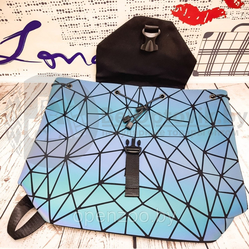 Светящийся неоновый рюкзак-сумка Хамелеон. Светоотражающий рюкзак Геометрия - фото 6 - id-p207596188