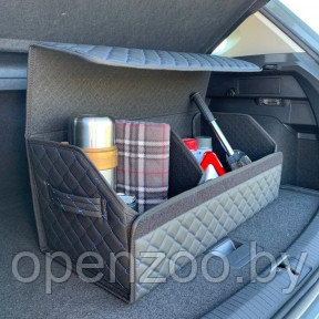Автомобильный органайзер Кофр в багажник Premium CARBOX Усиленные стенки (размер 70х40см) Черный с синей