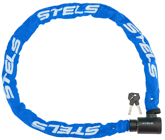 Цепь-замок Stels 85803 в тканевой оплётке с ключом 6х1200 мм, синий