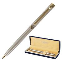 Ручка подарочная шариковая GALANT "Brigitte", тонкий корпус, серебристый, золотистые детали, пишущий узел 0,7