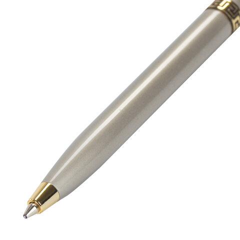 Ручка подарочная шариковая GALANT "Brigitte", тонкий корпус, серебристый, золотистые детали, пишущий узел 0,7 - фото 4 - id-p207611732