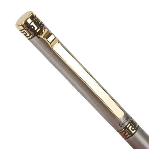 Ручка подарочная шариковая GALANT "Brigitte", тонкий корпус, серебристый, золотистые детали, пишущий узел 0,7 - фото 6 - id-p207611732