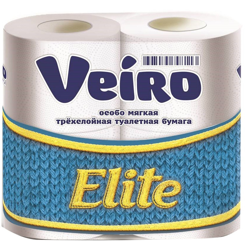 Бумага туалетная VEIRO Elite, 3-сл., 4 шт/уп, белая, арт. 9C34 - фото 1 - id-p207605521