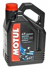 MOTUL 104046 Масло моторное минеральное MOTUL 3000 10W-40 4T 4L аналог 107693 MOTUL