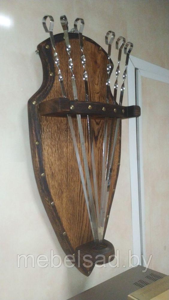 Щит-панно декоративный деревянный "Рыцарский №10" с 6 шампурами В750мм*Ш400мм