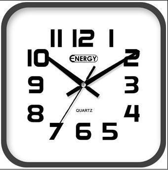 Квадратные настенные часы для дома ENERGY EC-08 кварцевые черные на батарейках - фото 1 - id-p207391370