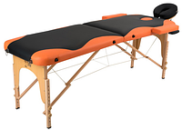 Массажный стол Atlas Sport складной 2-с деревянный 70 см черно-оранжевый