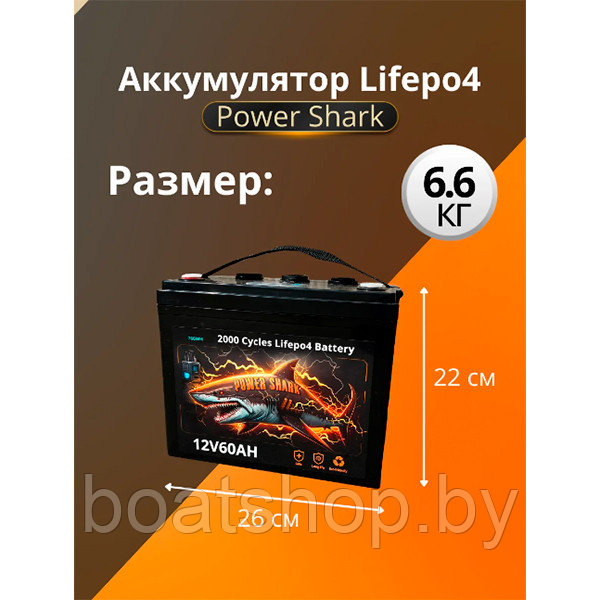 Аккумулятор LiFePO4 Power Shark 12V 60Ah - фото 2 - id-p207647718