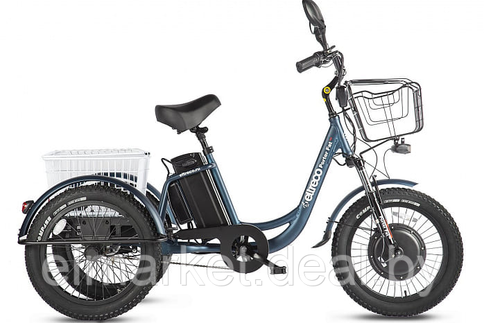 Трицикл Eltreco Porter Fat 500 UP! Серый, Синий, Черный - фото 1 - id-p206932702