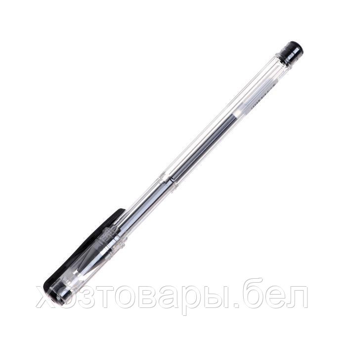 Ручка гелевая 0,5мм черная, корпус прозрачный