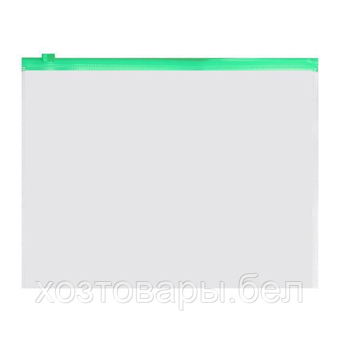 Папка-конверт на молнии ZIP А5 150мкм Calligrata зеленая молния