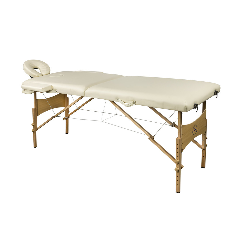 Складной 2-х секционный деревянный массажный стол RS BodyFit кремовый 70 см - фото 1 - id-p207652425