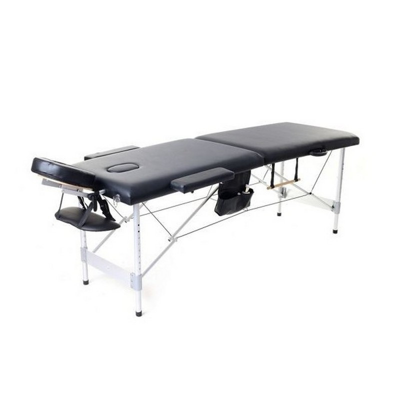 Складной 2-х секционный алюминиевый массажный стол RS BodyFit черный 70 см
