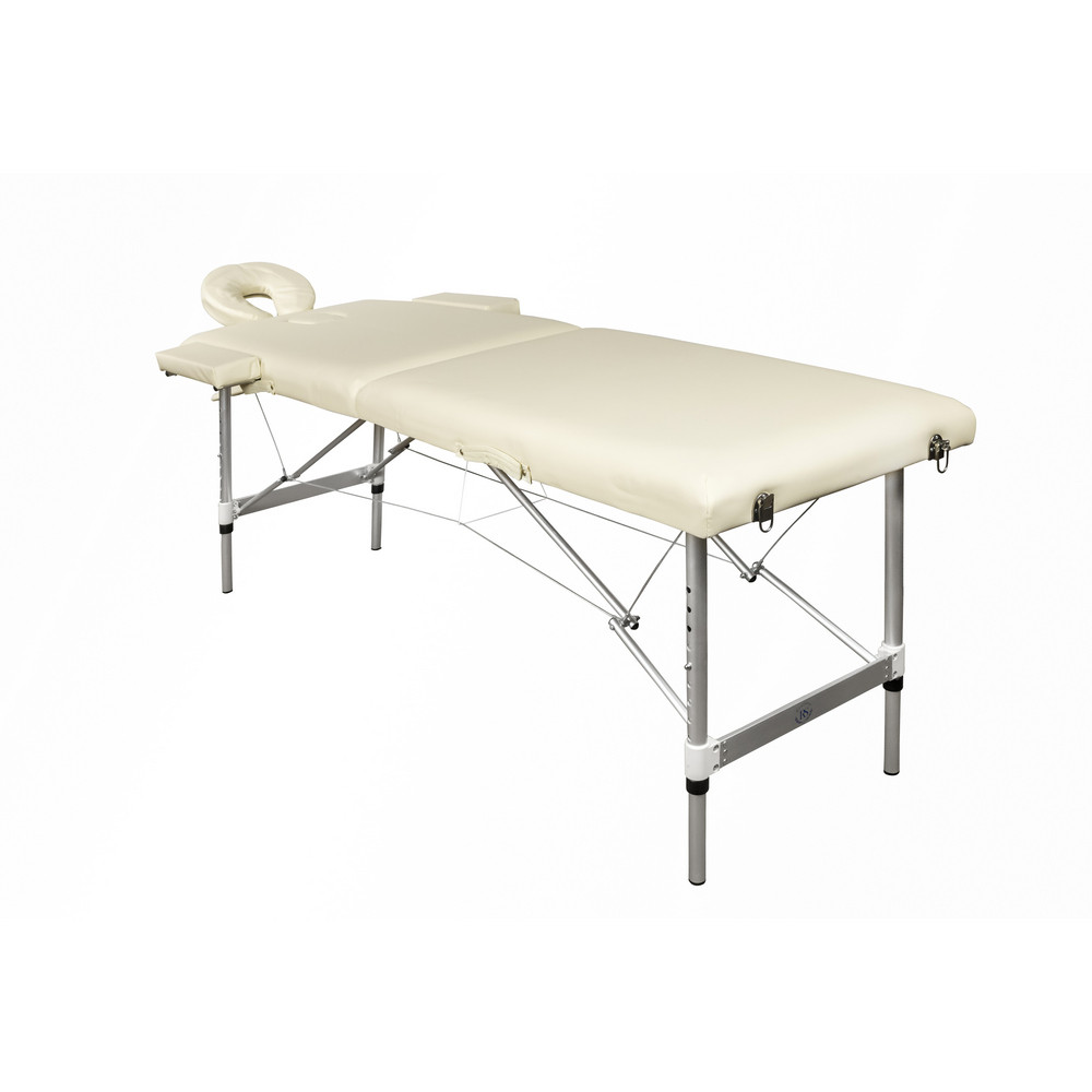 Складной 2-х секционный алюминиевый массажный стол RS BodyFit крем 70 см